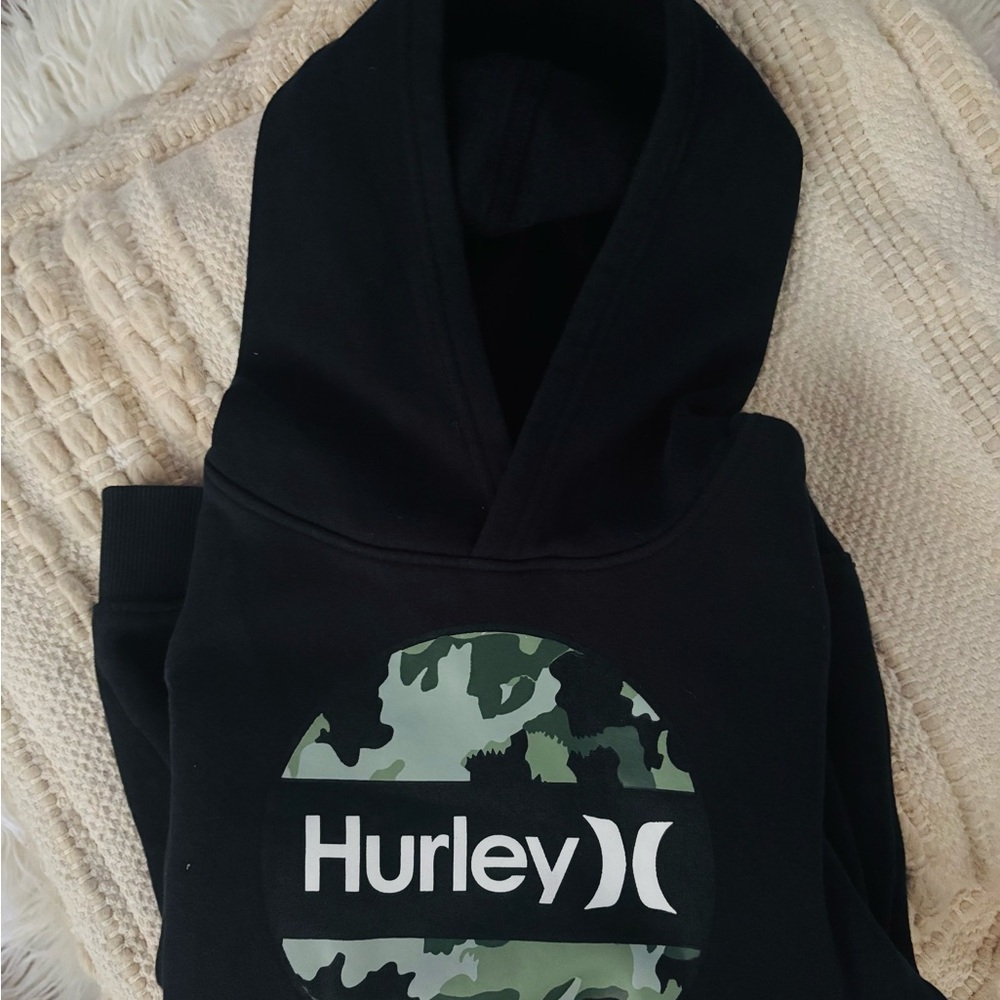 Hurley Black Hoodie with Camo Logo